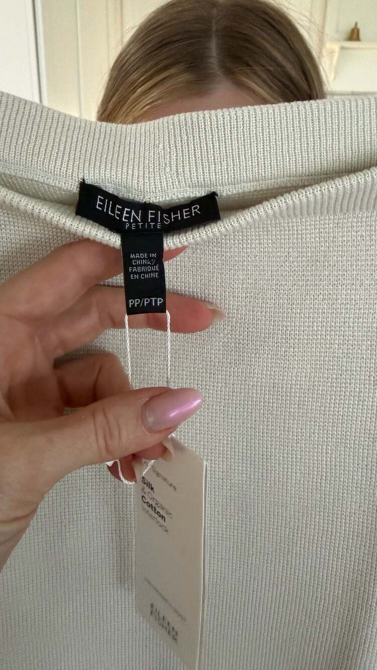 Eileen Fisher Silk & Organic Cotton Interlock Pencil Skirt Bone Size PP - Picture 2 of 4